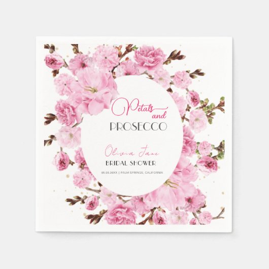 Petals & Prosecco Wasserfarben Pinkwhite Floral Ar Serviette (Vorderseite)