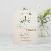 Petals & Prosecco Weiße Blume Champagner Einladung (Stehend Vorderseite)