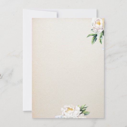 Petals & Prosecco Weiße Blume Champagner Einladung (Rückseite)