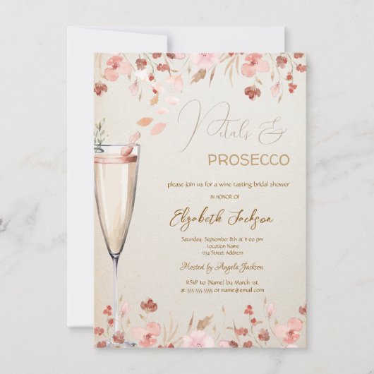 Petals & Prosecco Wildblumen Einladung (Vorderseite)
