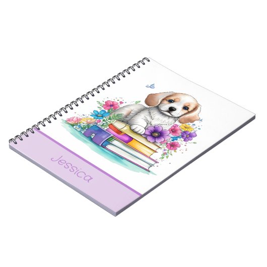 Petals & Puppies & Bücher Vibrannende Aquarellschu (Linke Seite)