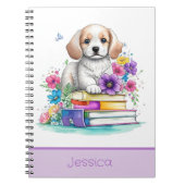 Petals & Puppies & Bücher Vibrannende Aquarellschu (Vorderseite)