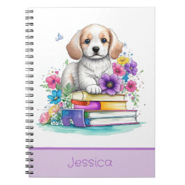 Petals & Puppies & Bücher Vibrannende Aquarellschu
