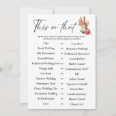 Petals This or that Brautparty Game Card (Vorderseite)