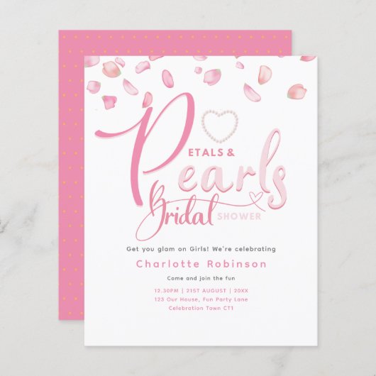 PETALS UND PEARLS Pink Glam Chic Brautparty (Vorne/Hinten)