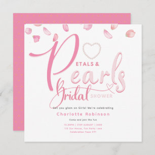PETALS UND PEARLS Pink Glam Chic Brautparty Einladung