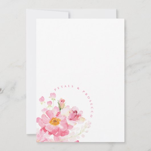 Petals und Prosecco Arch Bridal Dusche Einladung (Rückseite)