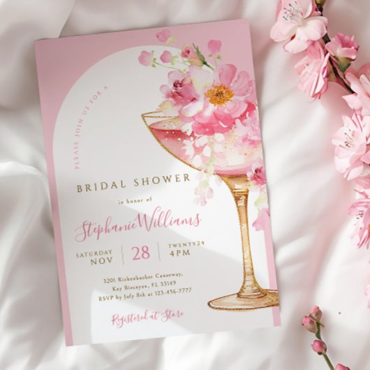 Petals und Prosecco Arch Bridal Dusche Einladung