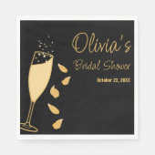 Petals und Prosecco Black Brautparty Napkins Serviette (Vorderseite)