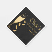 Petals und Prosecco Black Brautparty Napkins Serviette (Ecke)