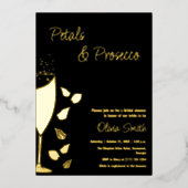 Petals und Prosecco Black Gold Einladung (Vorderseite)