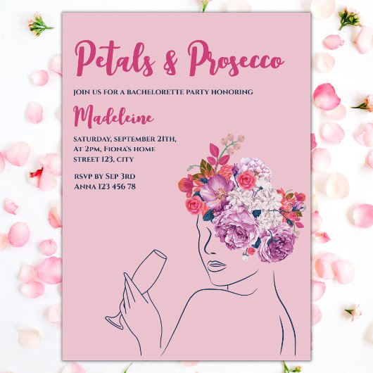 Petals und Prosecco Blumenreath Bachelorette Einladung