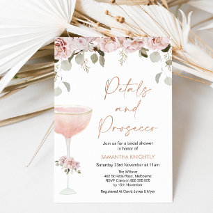 Petals und Prosecco Blush Brautparty Inv Einladung