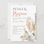Petals und Prosecco Blush Pink Brautparty Einladung (Vorderseite)