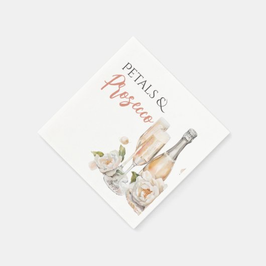 Petals und Prosecco Blush Pink Brautparty Serviette (Ecke)