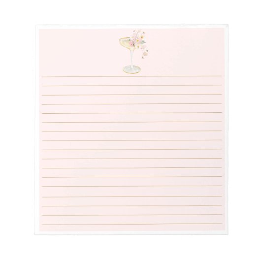 Petals und Prosecco Blush Pink Notizblock (Vorderseite)