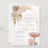 Petals und Prosecco Boho Bridal Dusche Einladung (Vorderseite)