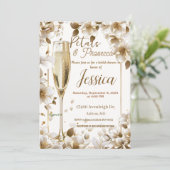 Petals und Prosecco Braudusche Einladung (Stehend Vorderseite)