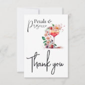 Petals und Prosecco Brautparty Brunch Dankeskarte (Vorderseite)