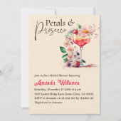 Petals und Prosecco Brautparty Brunch Einladung (Vorderseite)