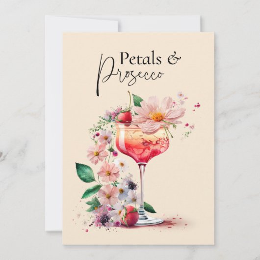 Petals und Prosecco Brautparty Brunch Einladung (Rückseite)