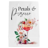 Petals und Prosecco Brautparty Brunch Mittlere Geschenktüte (Rückseite)