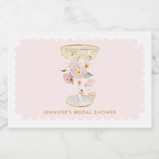 Petals und Prosecco Brautparty Champagne Schaumweinetikett (Einzelnes Label)