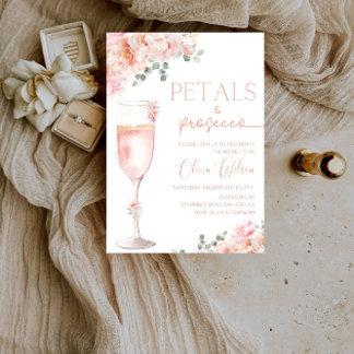 Petals und Prosecco-Brautparty-Champagner Einladung