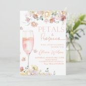 Petals und Prosecco Brautparty - Champagner für Bl Einladung (Stehend Vorderseite)