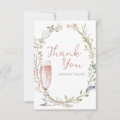 Petals und Prosecco-Brautparty Dankeskarte (Vorderseite)