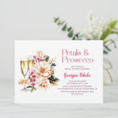 Petals und Prosecco-Brautparty Einladung (Stehend Vorderseite)