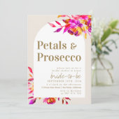 Petals und Prosecco-Brautparty Einladung (Stehend Vorderseite)