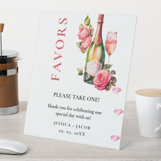 Petals und Prosecco Brautparty Favoriten Zeichen Sockelschild (In Situ)