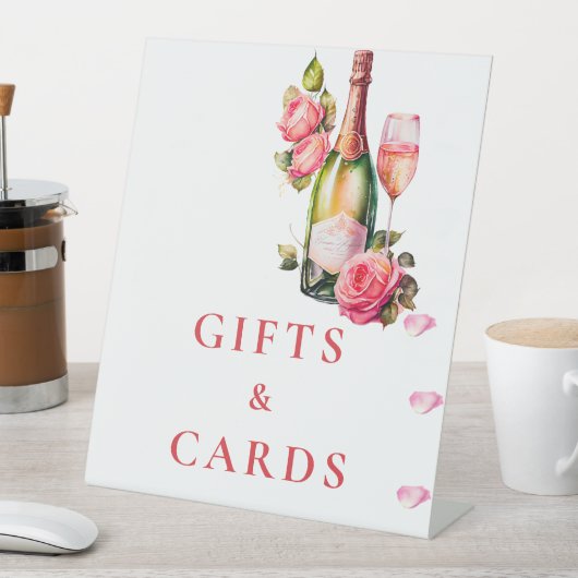 Petals und Prosecco Brautparty Geschenke & Karten Sockelschild (In Situ)