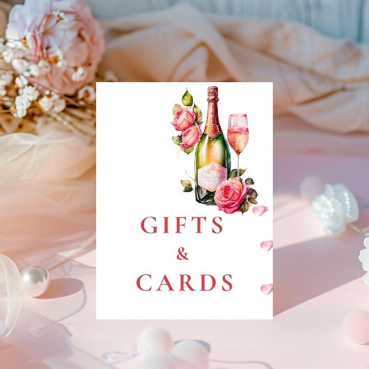 Petals und Prosecco Brautparty Geschenke & Karten Sockelschild