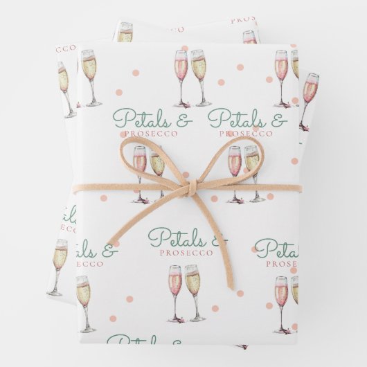 Petals und Prosecco-Brautparty Geschenkpapier Set (Beispiel)
