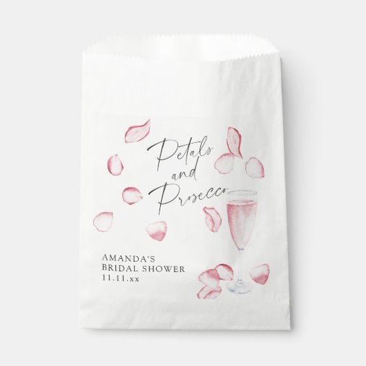 Petals und Prosecco-Brautparty Geschenktütchen (Vorderseite)