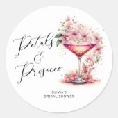 Petals und Prosecco Brautparty Gevor Runder Aufkleber (Vorderseite)