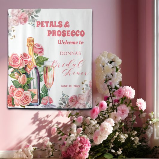 Petals und Prosecco Brautparty Hintergrund Wandteppich