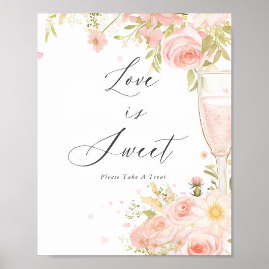 Petals und Prosecco Brautparty Liebe ist süß Poster (Vorne)