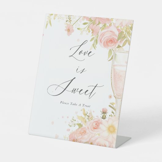 Petals und Prosecco Brautparty Liebe ist süß Sockelschild (Vorderseite)