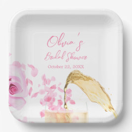 Petals und Prosecco Brautparty Paper Teller