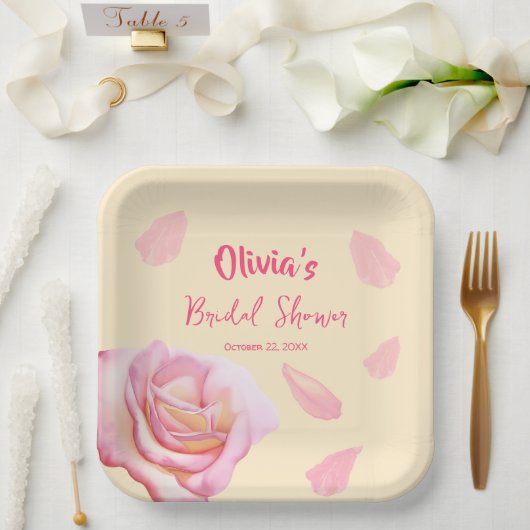 Petals und Prosecco Brautparty Paper Teller (Hochzeit)