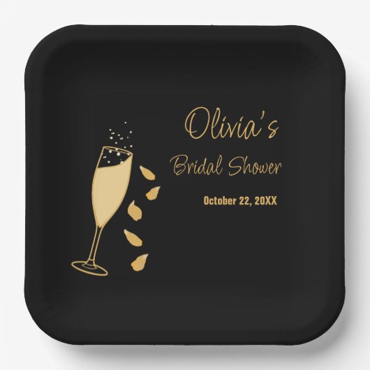 Petals und Prosecco-Brautparty Pappteller (Vorderseite)