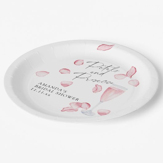 Petals und Prosecco-Brautparty Pappteller (Schrägansicht)
