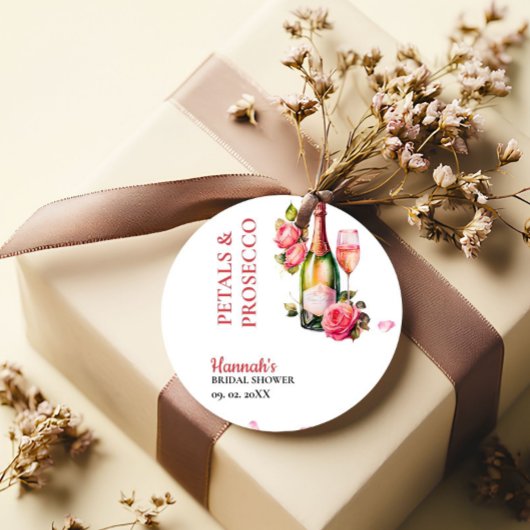 Petals und Prosecco-Brautparty Party Geschenkanhänger