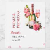 Petals und Prosecco-Brautparty Party Weinetikett (Einzelnes Label)