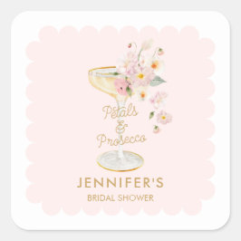 Petals und Prosecco Brautparty Personalisiert Quadratischer Aufkleber