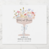 Petals und Prosecco Brautparty Personalisiert Schaumweinetikett (Einzelnes Label)