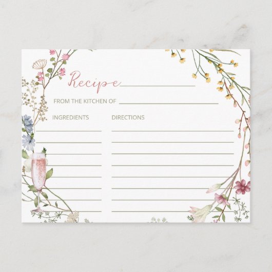 Petals und Prosecco Brautparty Rezept Karte (Vorderseite)